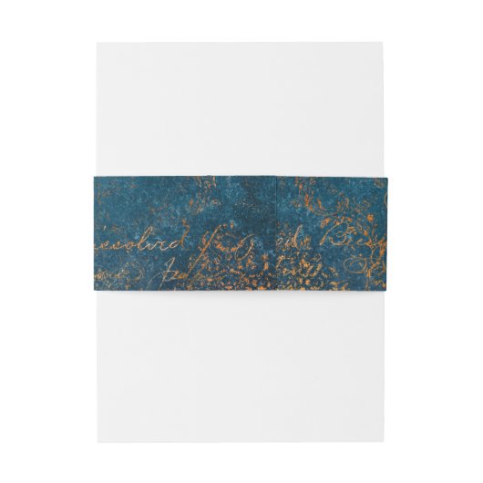 Grunge Copper Patina en Turquoise Verdigris Uitnodigingen Wikkel (Achterkant Voorbeeld)