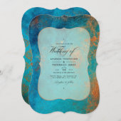 Grunge Copper Patina en Turquoise Wedding Kaart (Voorkant / Achterkant)