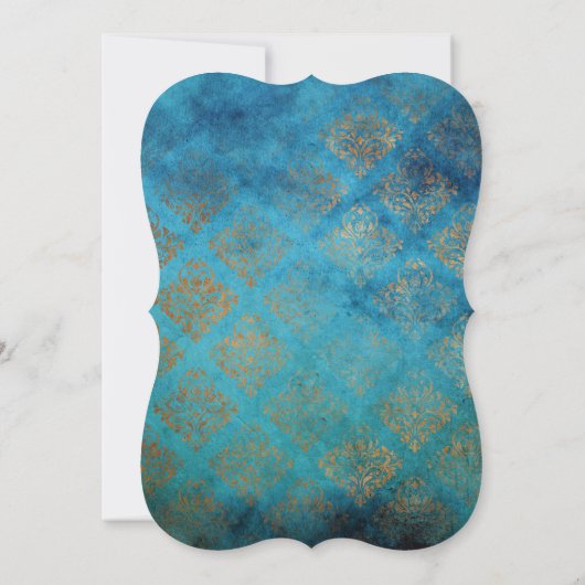 Grunge Copper Patina en Turquoise Wedding Kaart (Achterkant)