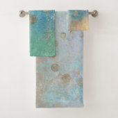 Grunge Côtière | Aquarelle bleu et vert or (En situation)