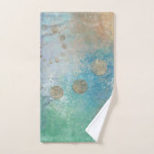 Grunge Côtière | Aquarelle bleu et vert or (Serviette à main)