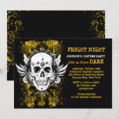 Grunge Crâne Fright Night Black Invitation (Devant / Derrière)