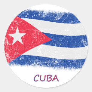 Grunge Cuba Flag Ronde Sticker
