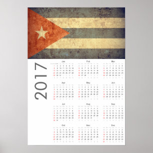 Grunge Cuba Vlag Agenda 2017 Poster