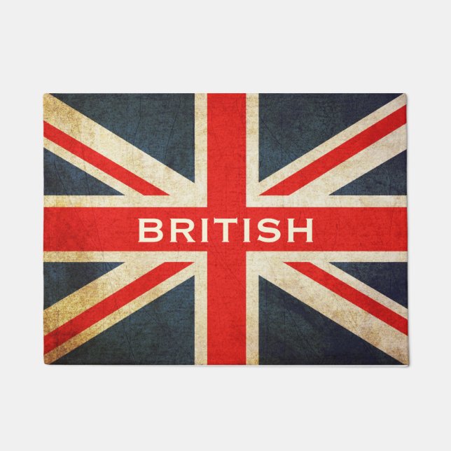 Grunge Custom Union Jack Post Doormat Deurmat (Voorkant)