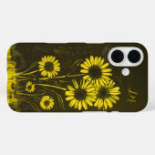 Grunge Daisy Geel Bruin Monogram Aangepaste naam Case-Mate iPhone Case (Achterkant (horizontaal))