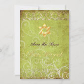 Grunge Damask Bat Mitzvah/green/gold Kaart (Achterkant)