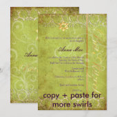 Grunge Damask Bat Mitzvah/green/gold Kaart (Voorkant / Achterkant)