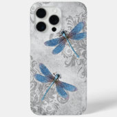  Grunge Damask Blue Dragonflies Case-Mate iPhone Case (Achterkant)