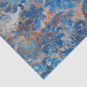 Grunge Damask Cobalt Blue Rust Orange Tissuepapier (Detail)
