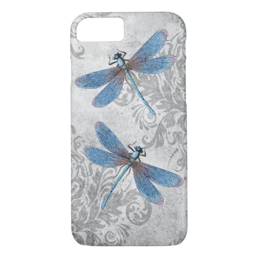 Grunge Damask Dragonflies Case-Mate iPhone Case (Achterkant)