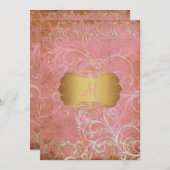  grunge damask/monogram Wedding Invitting Kaart (Voorkant / Achterkant)