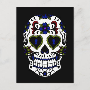 Grunge Day of the Dead Blue & Red Briefkaart