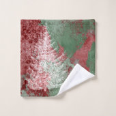 Grunge de Noël | Arbre XMas vert et blanc rouge (Gant de toilette)