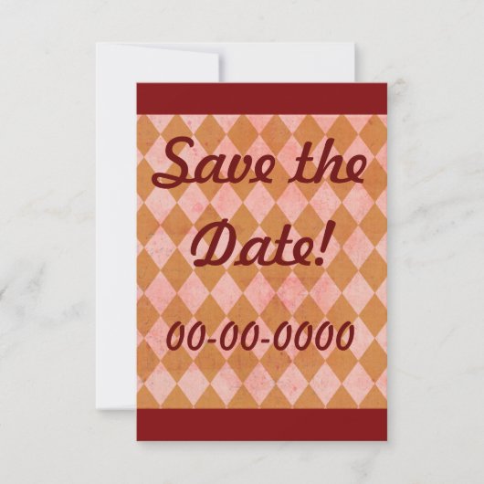 Grunge Diamond Grunge Checkered Custom Invitation Save The Date (Voorkant)