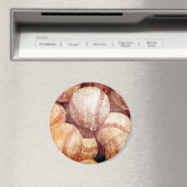 Grunge Dirty Worn Baseball Sport Balls Magneet (Insitu (Vaatwasser))