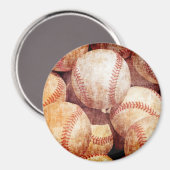 Grunge Dirty Worn Baseball Sport Balls Magneet (Voorkant / Achterkant)