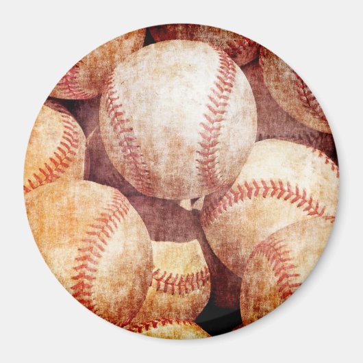 Grunge Dirty Worn Baseball Sport Balls Magneet (Voorkant)