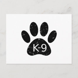 Grunge Distress Dog Paw K-9 Briefkaart