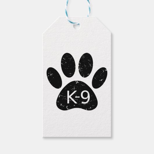 Grunge Distress Dog Paw K-9 Cadeaulabel (Voorkant)