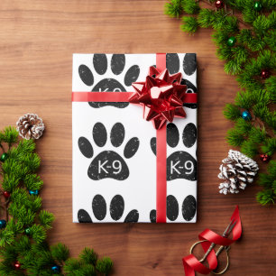 Grunge Distress Dog Paw K-9 Cadeaupapier