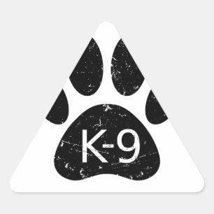 Grunge Distress Dog Paw K-9 Driehoek Sticker
