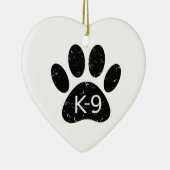 Grunge Distress Dog Paw K-9 Keramisch Ornament (Rechts)