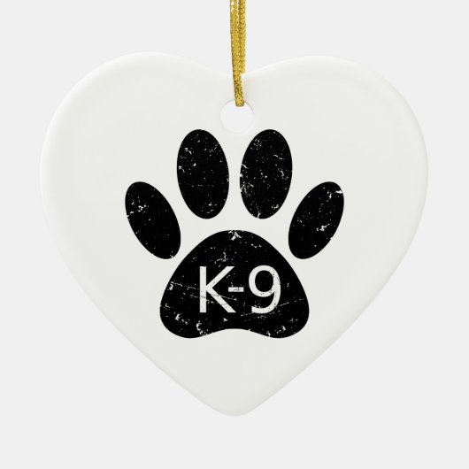Grunge Distress Dog Paw K-9 Keramisch Ornament (Voorkant)