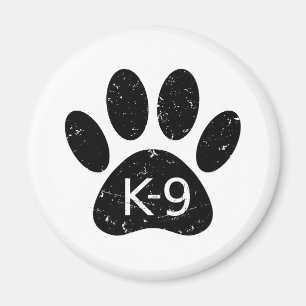 Grunge Distress Dog Paw K-9 Magneet