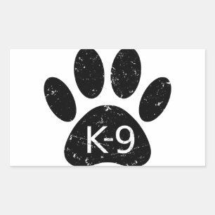 Grunge Distress Dog Paw K-9 Rechthoekige Sticker