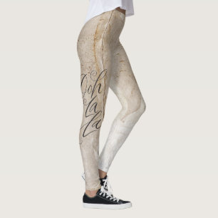 Grunge Distress Ooh La La Slinky Lettering Leggings