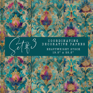 GRUNGE DISTRESSED DAMAST DECORATIEVE PAPIERSET INPAKPAPIER VEL