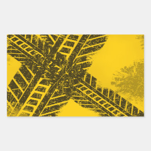 Grunge distressed zwarte band track wegmarkering rechthoekige sticker