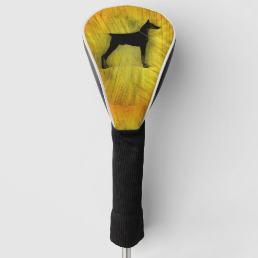 Grunge Doberman Pinscher Silhouette Golfheadcover (Voorkant)