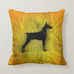 Grunge Doberman Pinscher Silhouette Kussen