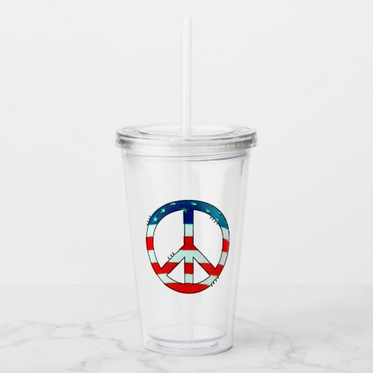 Grunge doek Amerikaanse vlag Vredesbord Acryl Drinkbeker (Voorkant)