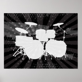 Grunge Drums Black Burst Poster