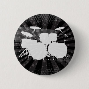 Grunge Drums Black Burst Ronde Button 5,7 Cm