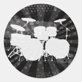 Grunge Drums Black Burst Ronde Sticker