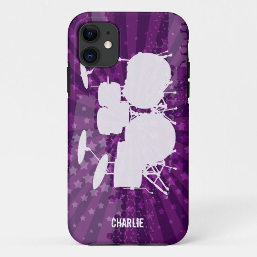 Grunge Drums Paarse Burst Case-Mate iPhone Case (Achterkant)