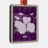 Grunge Drums Paarse Burst Metalen Ornament (Rechts)