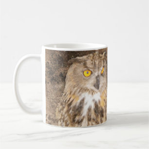 Grunge Eagle Owl Golden Eyes Koffiemok