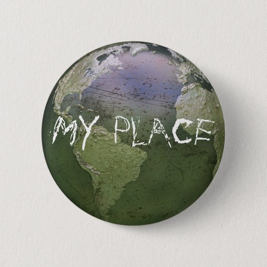 Grunge Earth + MIJN PLAATS Ronde Button 5,7 Cm (Voorkant)
