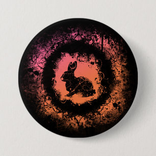 Grunge Easter Bunny Ronde Button 7,6 Cm