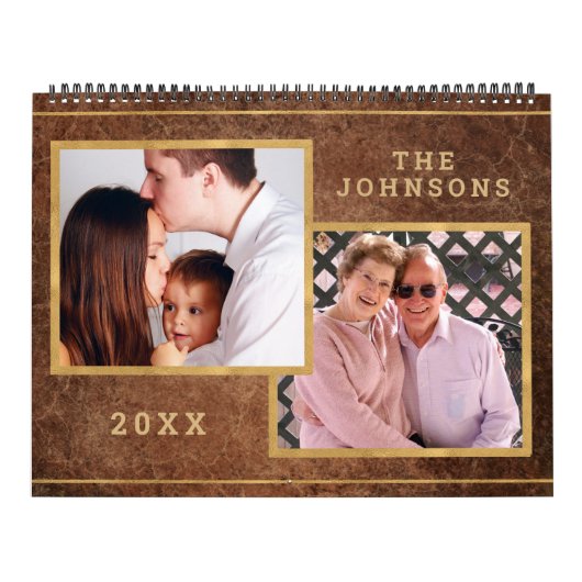 Grunge en Rustic Brown Custom Photo Afbeelding Kalender (Hoes)