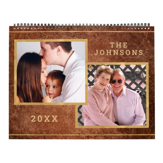 Grunge en Rustic Brown Custom Photo Afbeelding Kalender (Hoes)