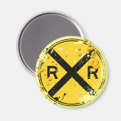 GRUNGE EN SPLATTER SPOORWEGKRUISING MAGNEET (Voorkant / Achterkant)