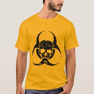 Grunge en vervaagd Biohazard symbool en een schede T-shirt