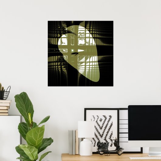 Grunge esthetische fractale kunst poster (Thuiskantoor)