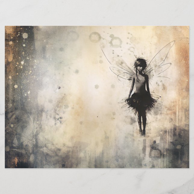 Grunge Fairy Scrapbook Papier (Achterkant)